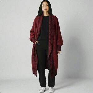 Vintage Dark Red Boho Cardigan Sweater